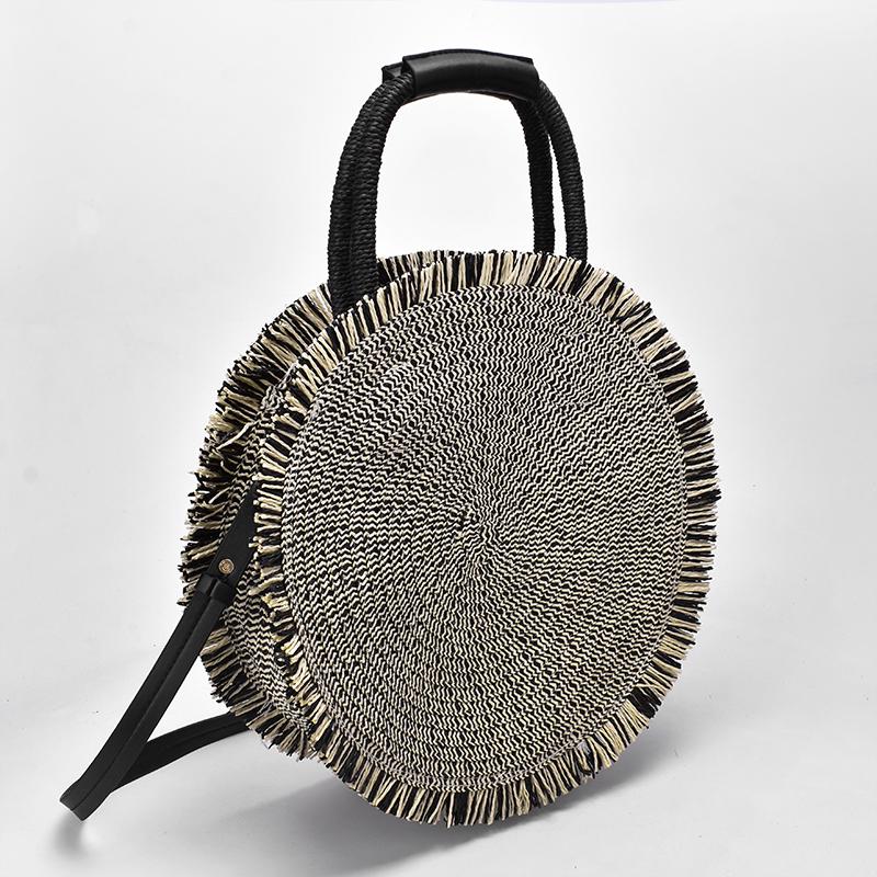 Straw rattan bags handmade fabric totes shoulder crossbody bags large summer beach bag