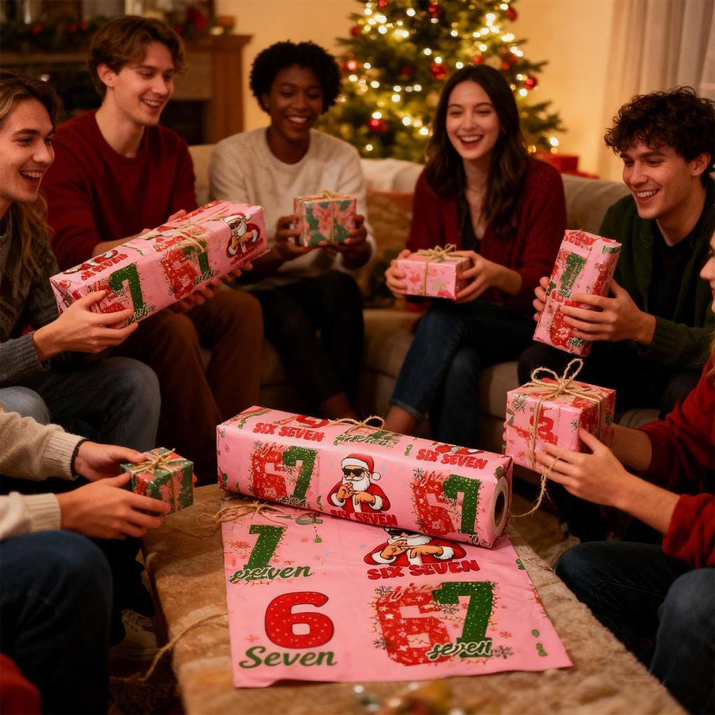 Christmas Wrapping Paper 67 Number Pattern Decorations 35.43x19.69 inches Festive Wrapping Papers for Adults Children Parties