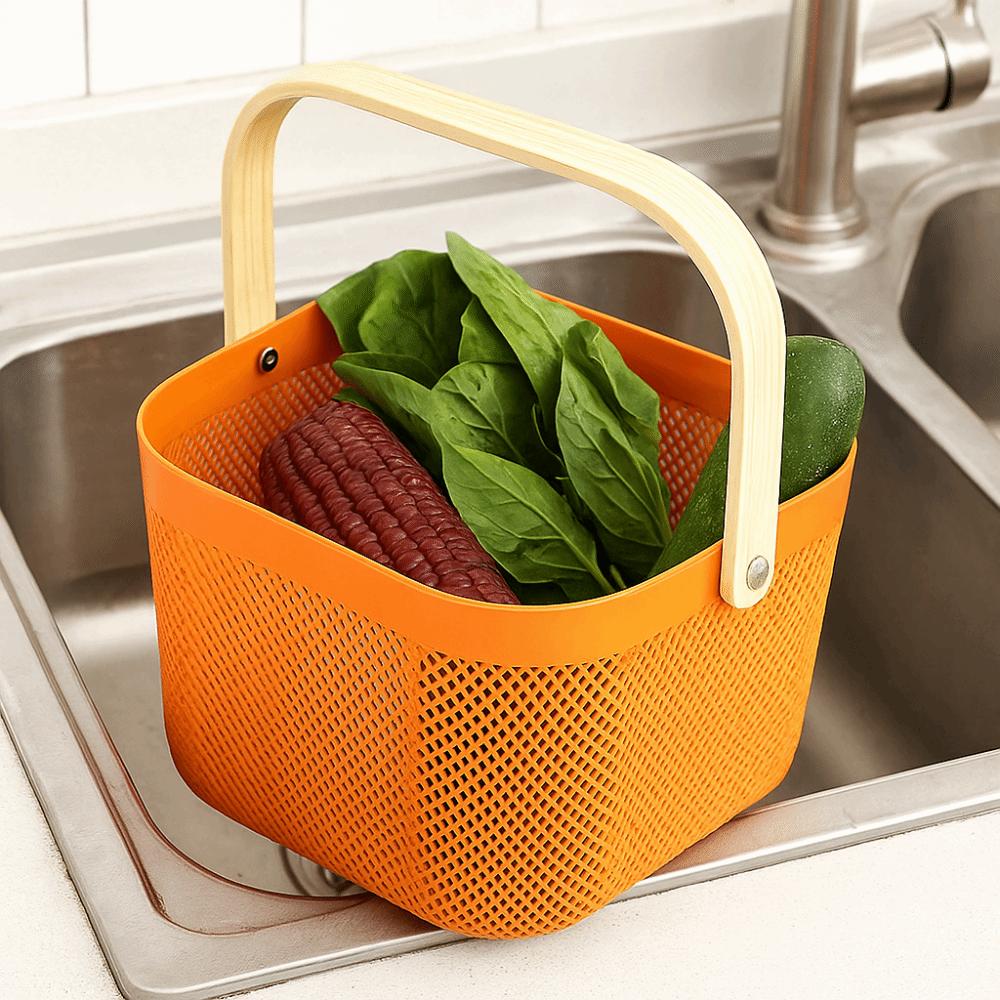 Plastic Fruit and Vegetable Drainage Basket Large Capacity Towel Storage Basket  Living Room