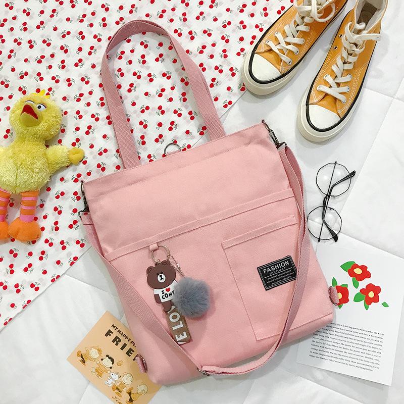 

Новая женская сумка большой вместимости холщовая сумка сумка через плечо сумка кроссбоди розовый