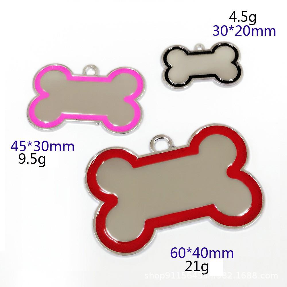 Medium Bone Zinc Alloy Dog Tag: Engravable Pet Collar Charm