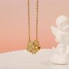 Golden Four-Petal Flower Cubic Zirconia Necklace with Fine Chain