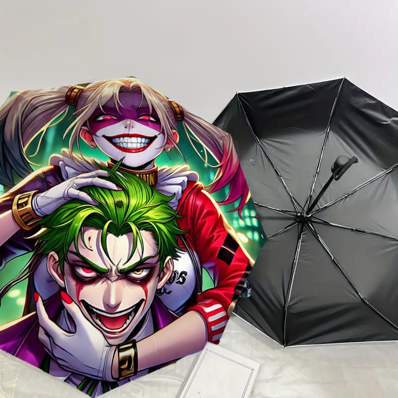 1PC Warner Joker Harley Umbrella-8-Rib Reinforced, Automatic Open, Lightweight & Durable-A44