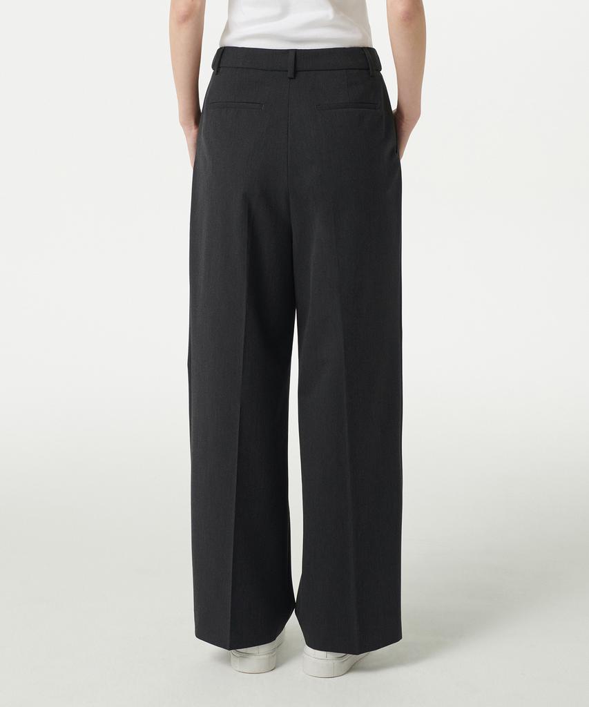 MUSINSA STANDARD WOMAN Women'S Lightweight High-Waisted Wide Hidden Banding Slacks [Charcoal Gray]