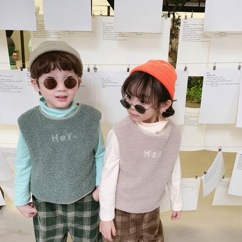 Autumn Winter Outer Wear Boys Girls Children's Velvet Vest Baby Fashionable Waistcoat Kid's Simple