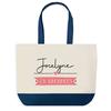 Sac Shopping - PLANETEE - Jocelyne En Vacances - Fond Bleu - Coton 40 X 45 Cm - Grand Format