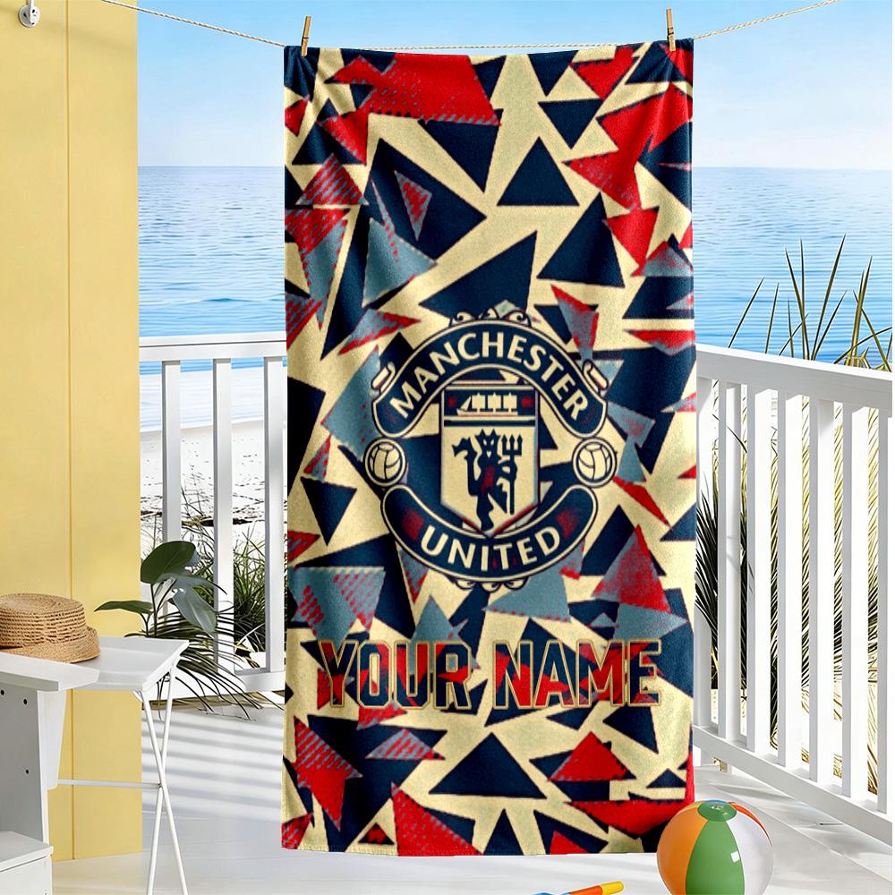 Manchester Customized Name Beach Towel Quick-Dry Soft Microfiber Perfect for Traveling Yoga Camping and Swimming