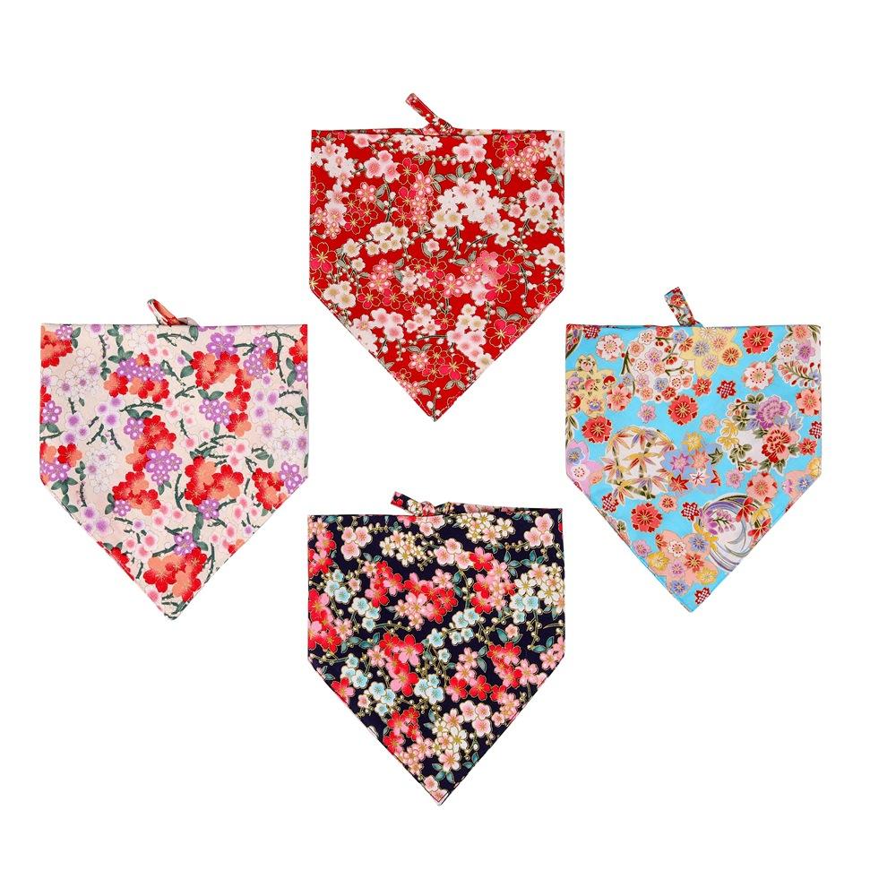 Tanpopo New Spring Summer Floral Dog Bandana Cute Triangle Scarf Printed Flowers Cotton Pet Bandana Kerchief Bibs Wholesale