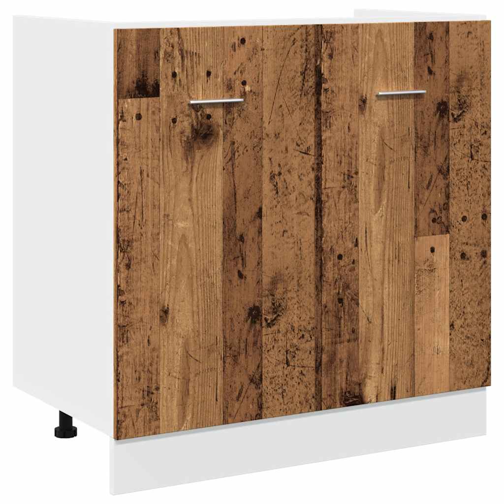 Set of 11 Kitchen Cabinets, Old Wood