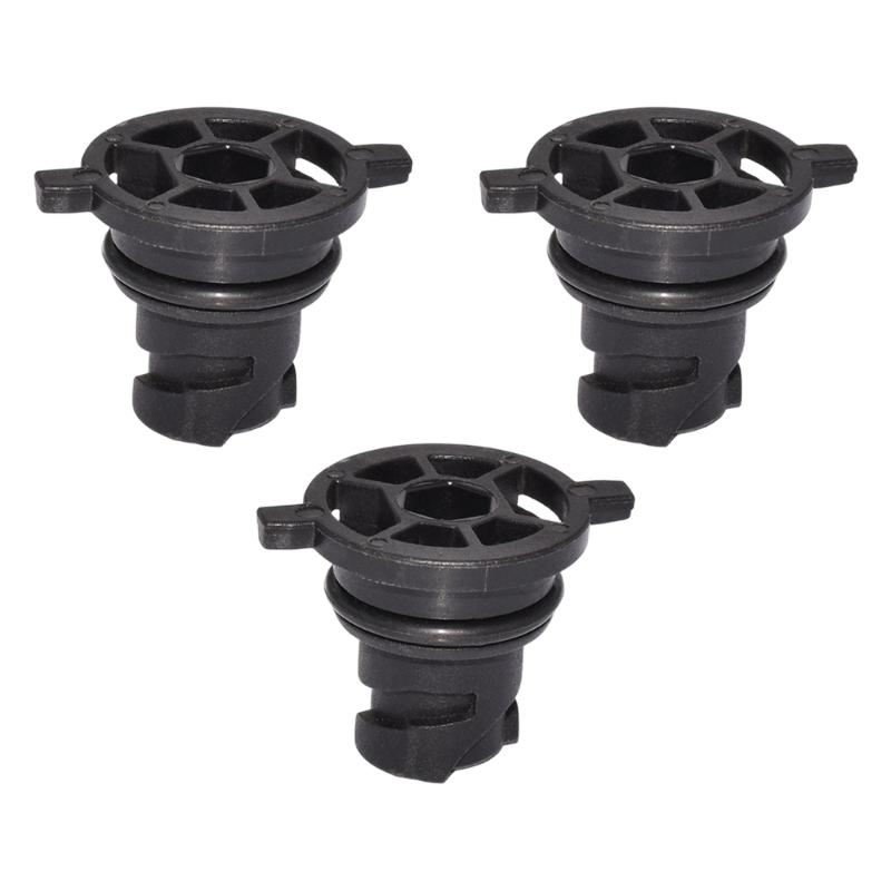 111116RC2B Black Automotive Oil Drain Closure with Two Opposing Grips, Recessed Center Drive, and Round Engineering Plastic Body
