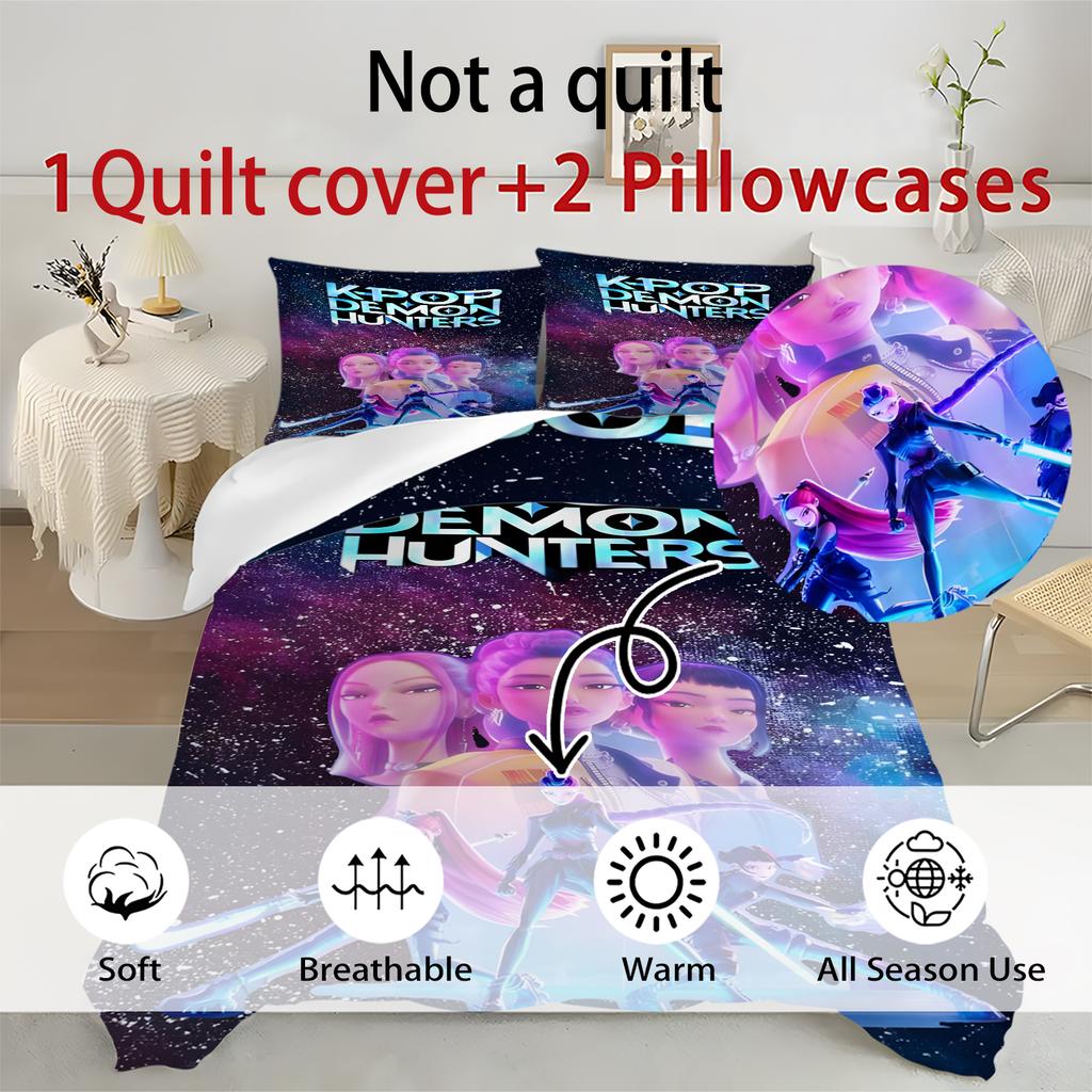 Duvet Cover Printed With Christmas Decoration Super Soft Brushed Microfiber Double Bed Comfortable Set With Zipper Closure And 2 Pillowcases