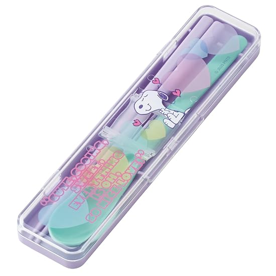 Skater Chopsticks and Spoon Set, Adult Bento Combo Set, 18cm, Silent Design, Made in Japan, Snoopy C