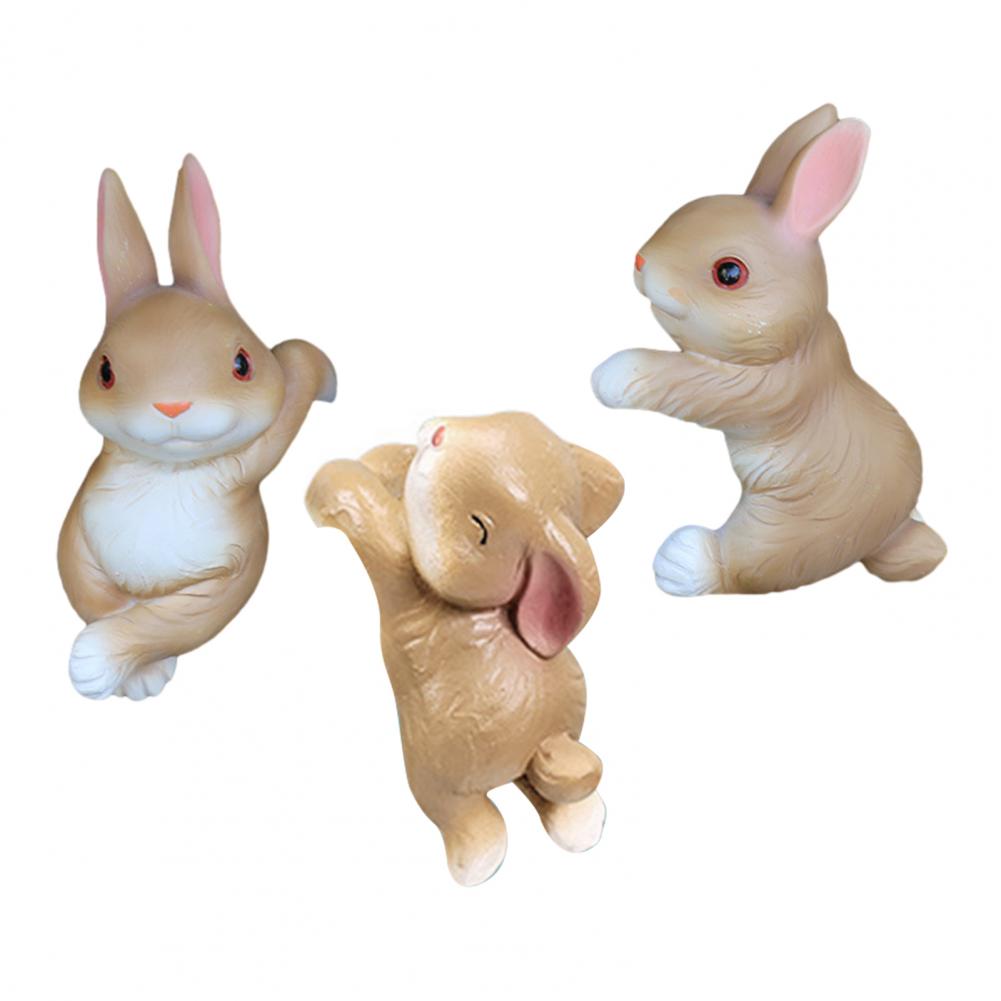 Rabbit Garden Decoration 3pcs Climbing Bunny Figurines Resin Rabbit Statues Outdoor Garden Flower Pot Hanger Ornaments for Home