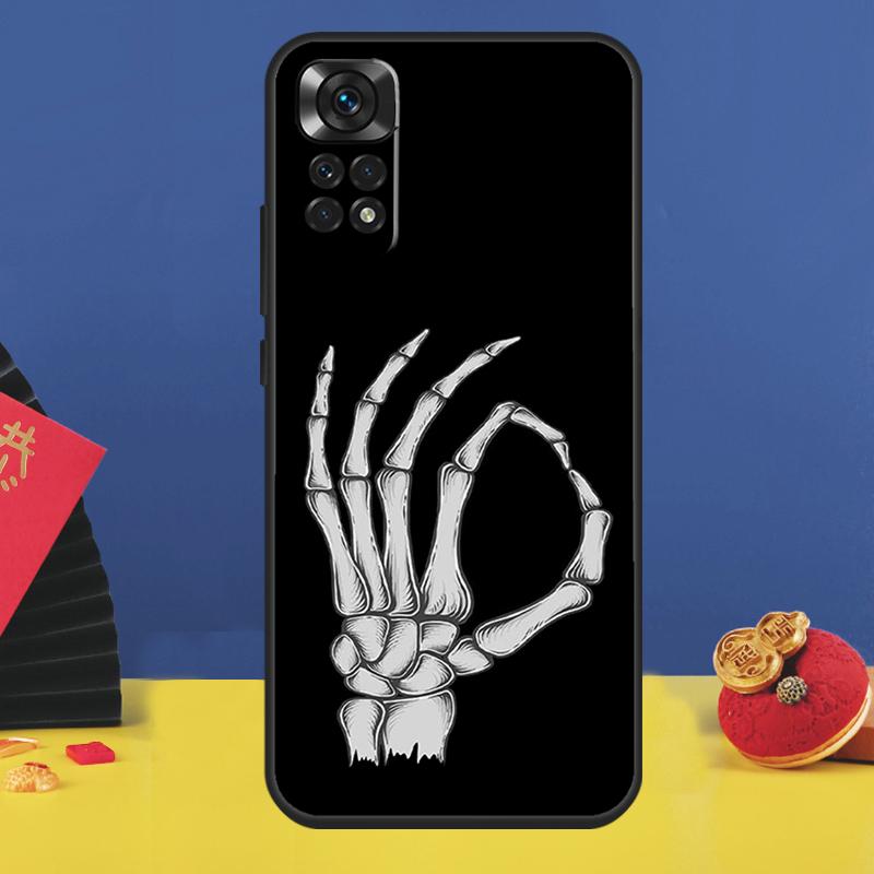 Skeleton Middle Finger Phone Case For Xiaomi Redmi Note 14 Pro 12 11 9 10 13 15 Pro Plus 10C 12C 13C 14C 15C Cover