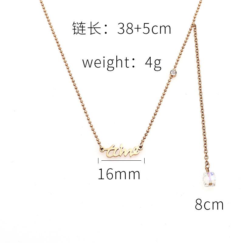 Niche Design Titanium Steel Collarbone Chain Fashionable And Simple Square Acrylic Pendant Fringed Necklace Female Versatile