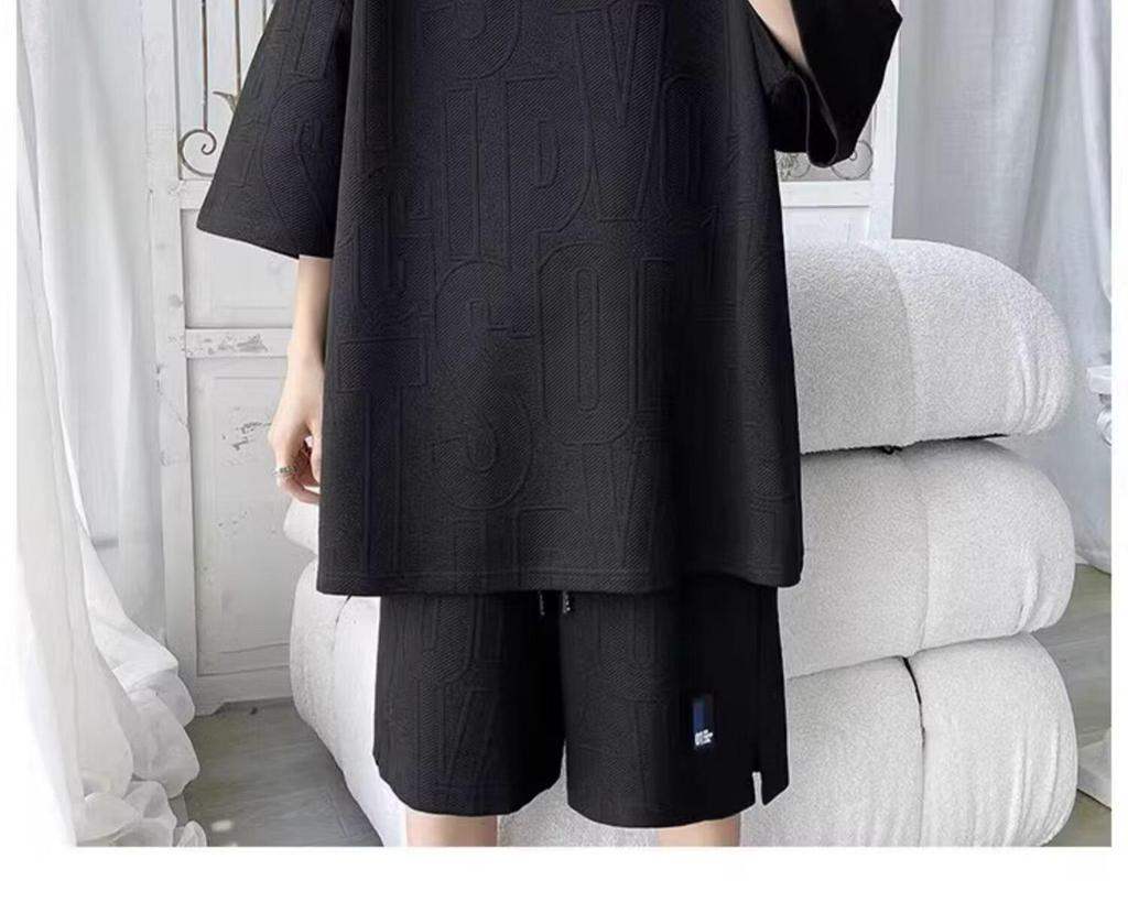 Men's Plus Size Loose Summer Casual Outfit Set - Short Sleeve & Shorts