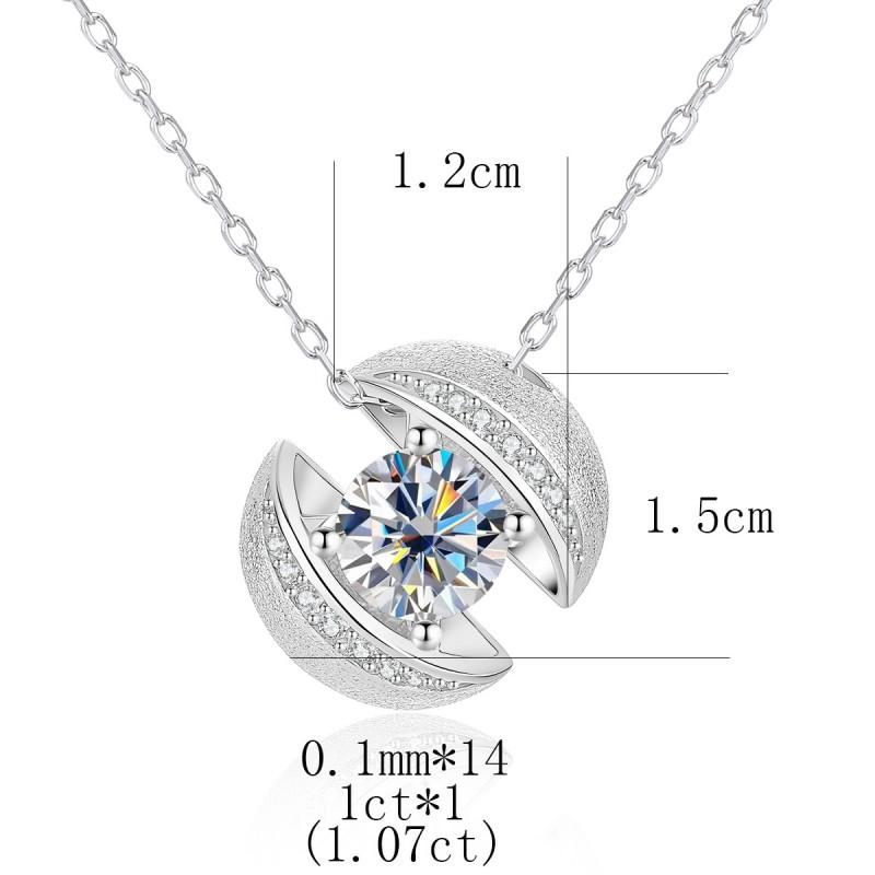 Sterling Geometric Pendant Necklace Stud Earrings Set With Moissanite Zirconia Brushed Finish Minimalist Chic