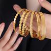 Retro Chinese Oval Spliced Open Bangle: 18K Gold Colorfast Titanium Steel Braided Bracelet for Women