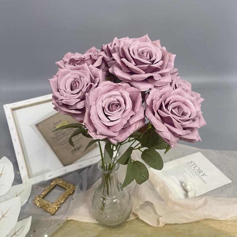 

9-Head Diamond Rose Artificial Bouquet for Weddings and Home Decor