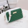Rhombus embroidered shoulder crossbody camera bag, a new versatile lace-up women's bag