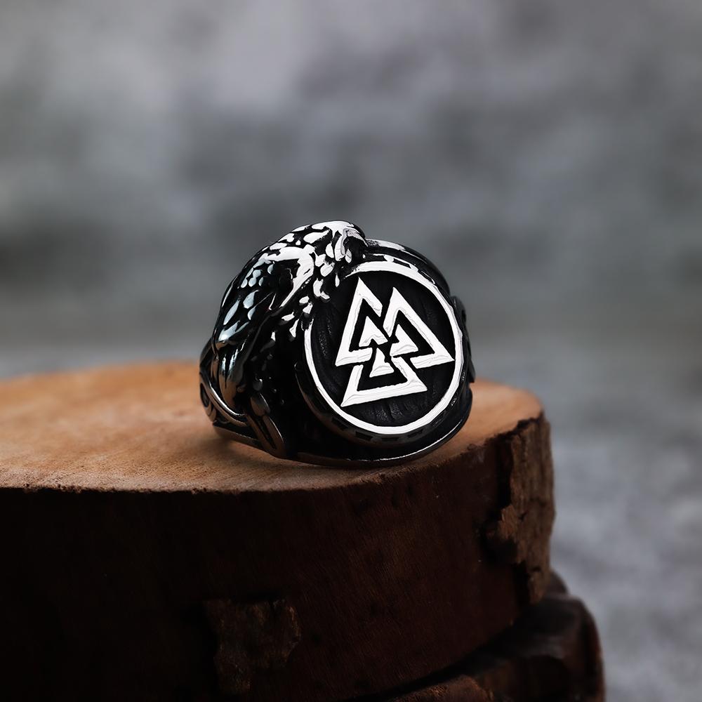 Iskandinav Viking Paslanmaz Çelik Yüzük Çapa Pusula Hayat Ağacı Rune Muska Kurt Erkek Kadın Parmak Takı Biker Parti Kulübü Hediye
