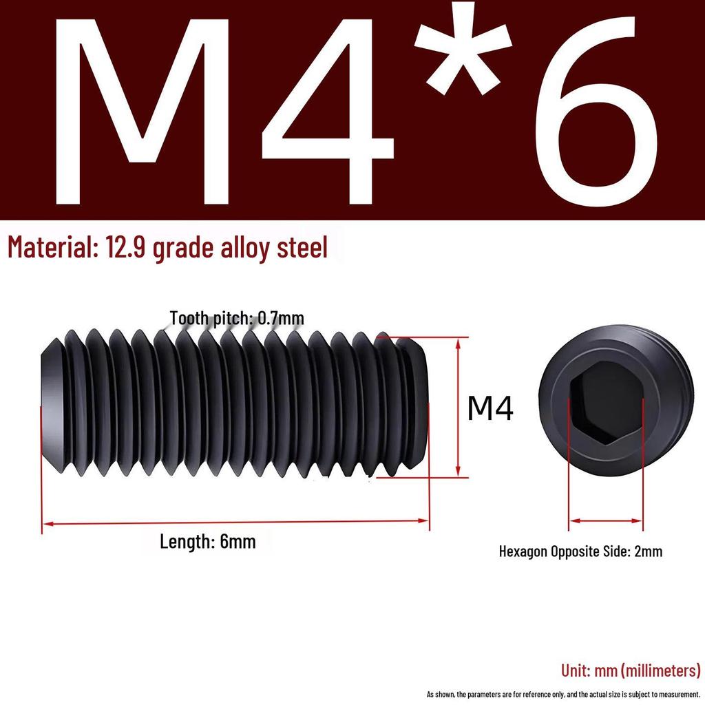 Grade 12.9 Hex Socket Headless Set Screw (M3-M16)