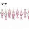 Whimsical Christmas Party Supplies for Girls Pink Wooden Nutcracker Hanging Ornaments Tree Decorations, Soldier Decorative Nutcrackers Living