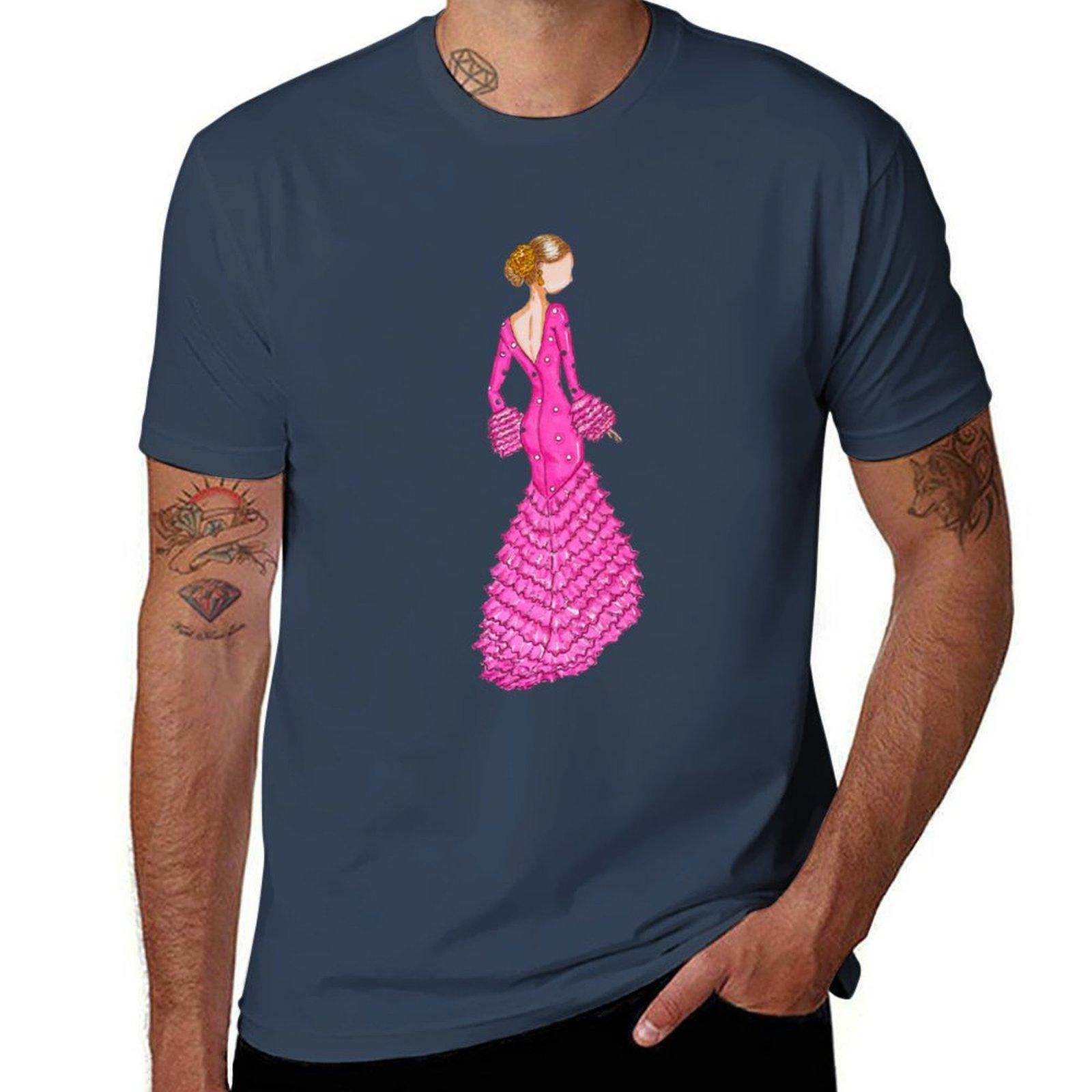 FlaUnisexco pink dress flaUnisexco dancer Spanish design TShirt Plus Size Short Sleeve TShirt S