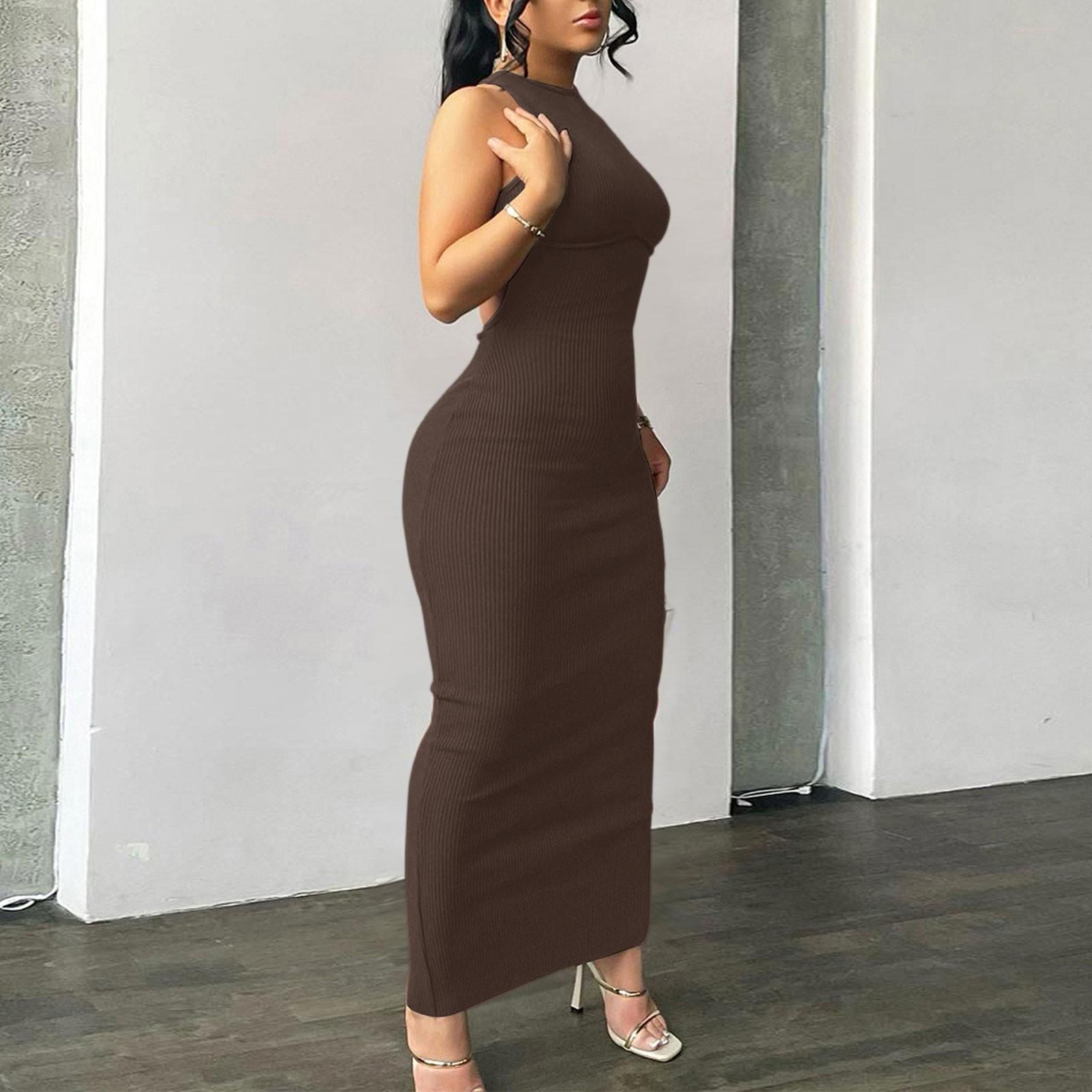 

Женское сексуальное облегающее платье-майка, базовые платья-макси без рукавов, для вечеринки, клуба, пляжа, солнца S