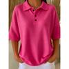 YYFS Camicette e camicie con collo a polo, maniche corte, stampa tinta unita, moda casual estate primavera