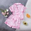 European & American Style Bow Short-Sleeve Pajama Set for Girls