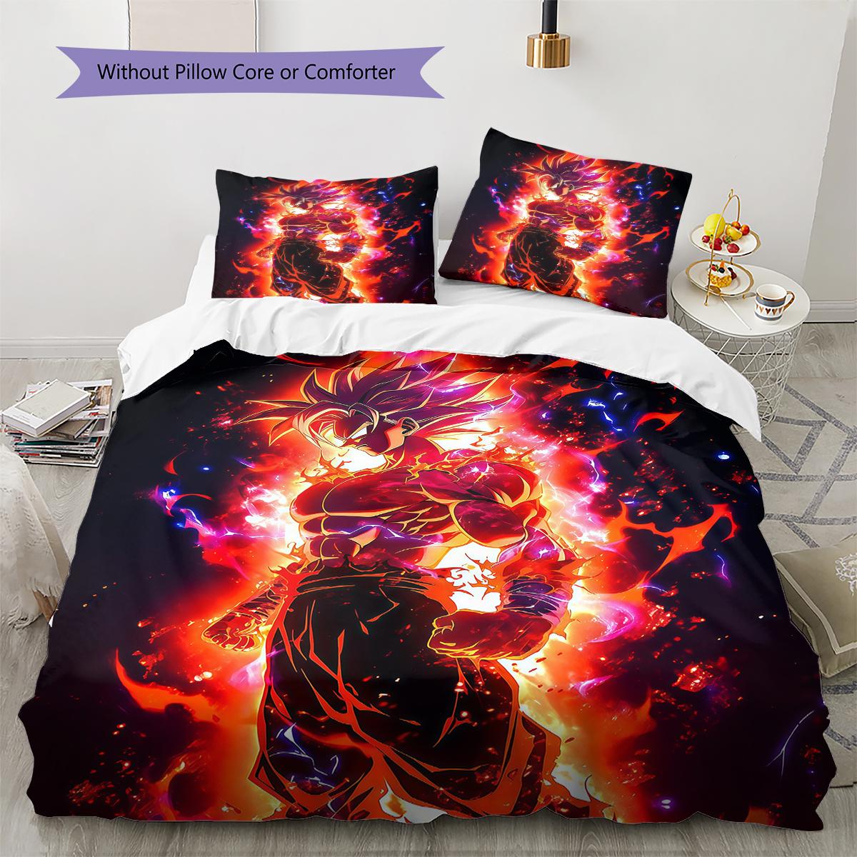 

Son Goku Pattern Bedding,Quilt Set Quilt Cover Pillowcase Home Birthday Gift (1 * duvet cover + 2 * pillowcase, without core) 135x200cm