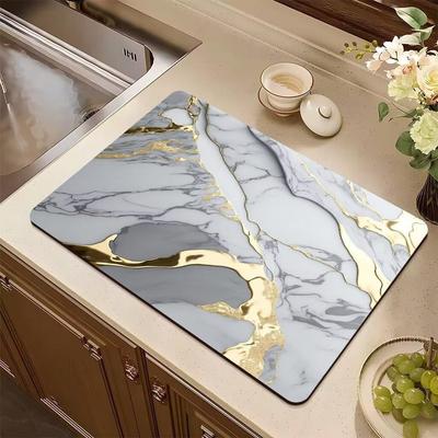 Tapis de comptoir de cuisine absorbant et résistant à la chaleur en terre de diatomée marbrée