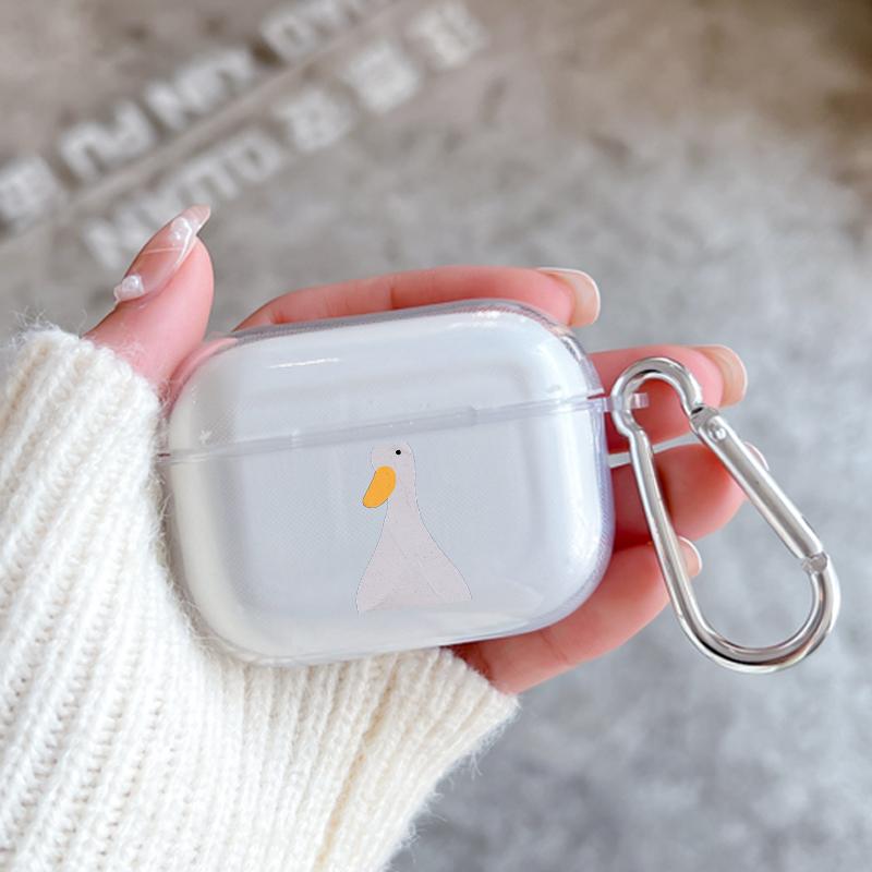 Cartoon Doubt Duck Silicone Case for Apple Airpods 2 1 Earphone Cases With Hook For Airpod Pro 3 Pro2 Clear Protective Covers