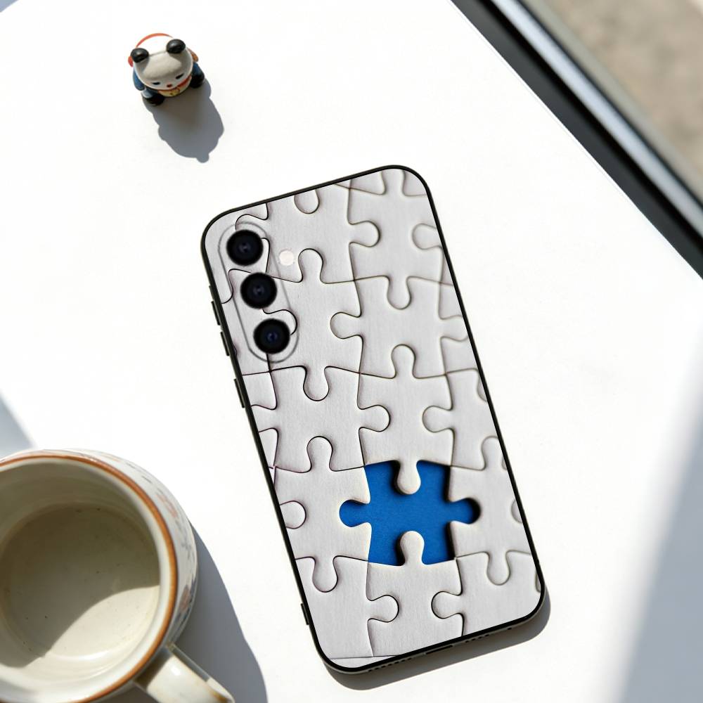 Puzzle Piece Phone Case For Samsung Galaxy A73,A72,A71,A70,A53,A52,A51,Others Soft Black Cover