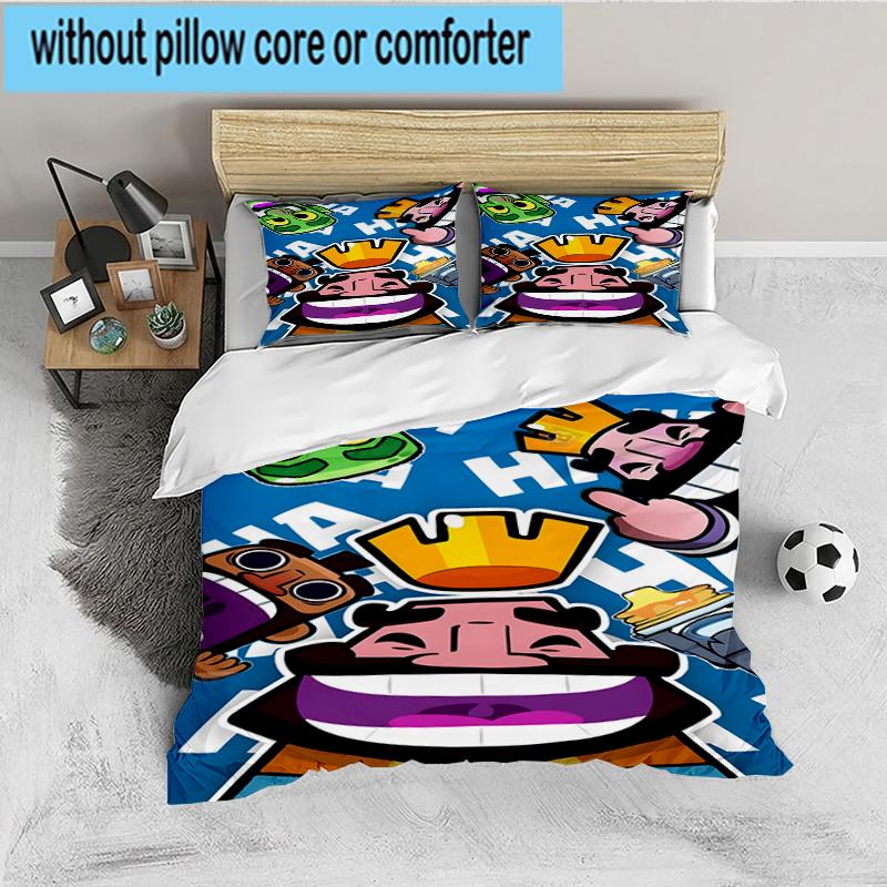 3PCS Clash Royale Heroes Collage Bedding set,Ideal For1pc Duvet Cover And 2pcs Pillowcases Perfect for Christmas gift,Ideal for Bedroom, Dormitory