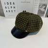 Plaid Style Retro Octagonal Cap With Wide Brim For Casual And Street Fashion
