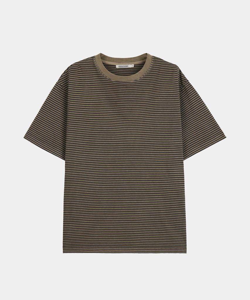 EXCONTAINER Pigment Dyed Stripe Half T-Shirt (Deep Beige)