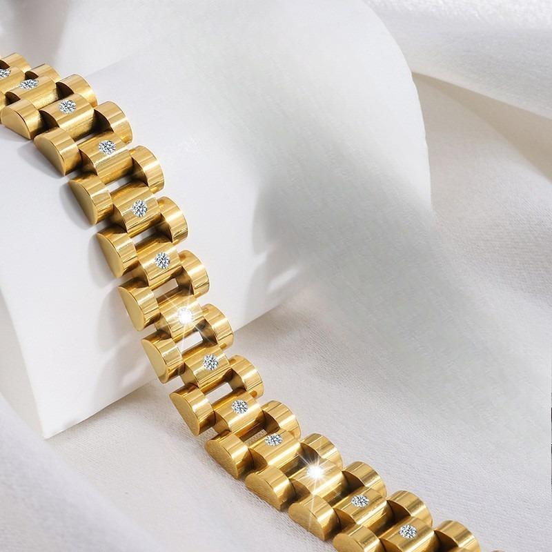 Stainless Steel Bracelet with Strap - High-end, Fashionable, Retro, Versatile Hand Jewelry for Both Men and Women