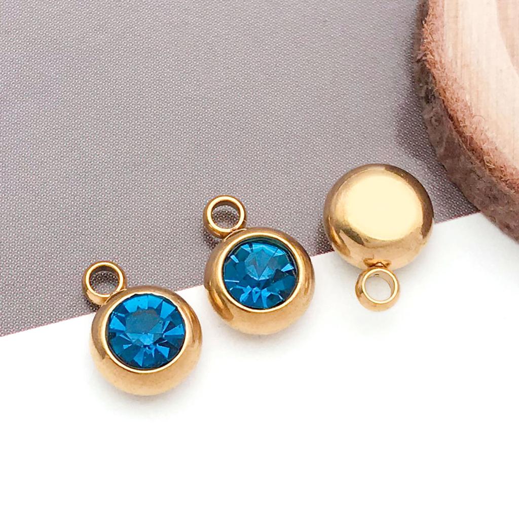 DIY alloy jewelry accessories inlaid with colored diamonds, twelve-star birthstone, birthstone, zodiac stone necklace, bracelet, small pendant.