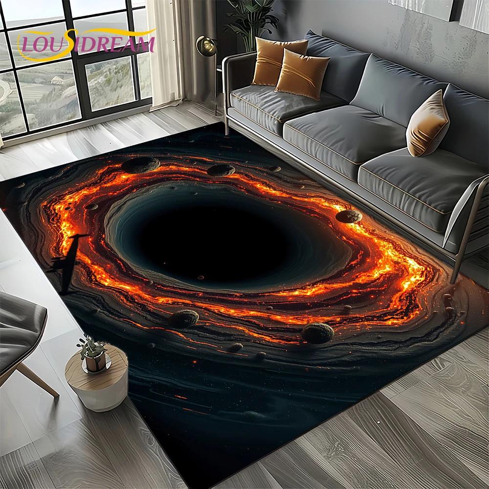 Universe Space Stars Black Hole Galaxy Earth Milky Way Carpet Rug for Living Room Bedroom Sofa Decoration,Non-slip Floor Mat