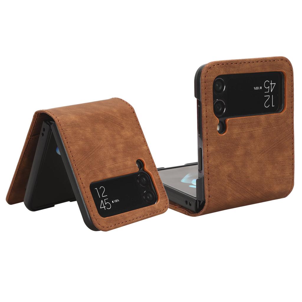 For Samsung Galaxy Z Flip4 5G Card Slots Leather Phone Cover Two-piece Design Folding Phone Case