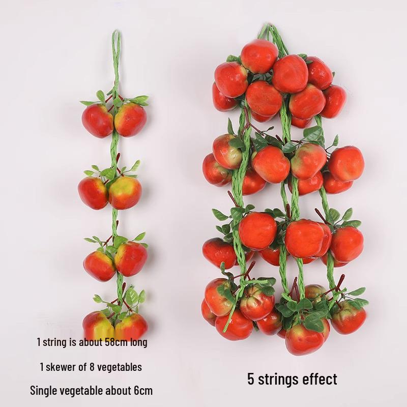 Artificial Vegetable & Fruit Skewer Wall Hanging - Chili & Corn Decor