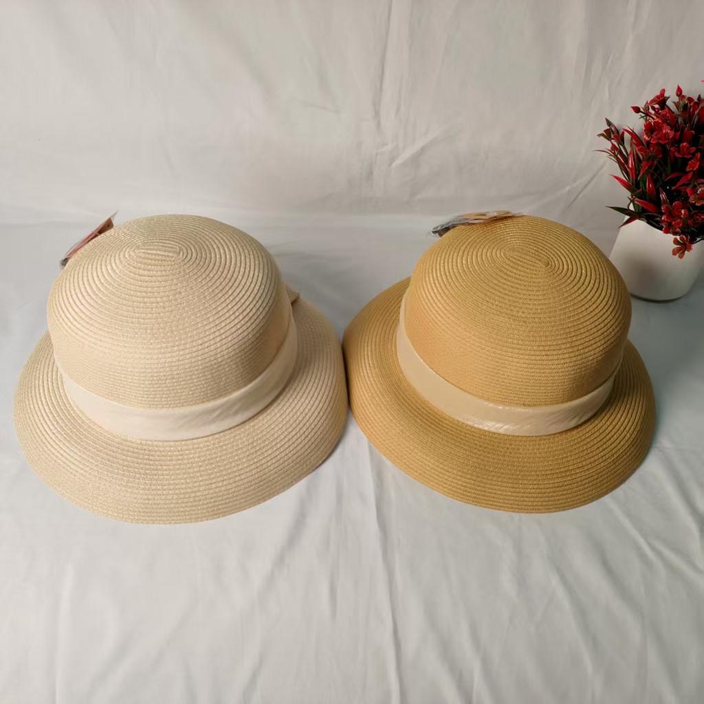 Straw hat women's summer bow straw beach hat outdoor travel sun hat new sun hat