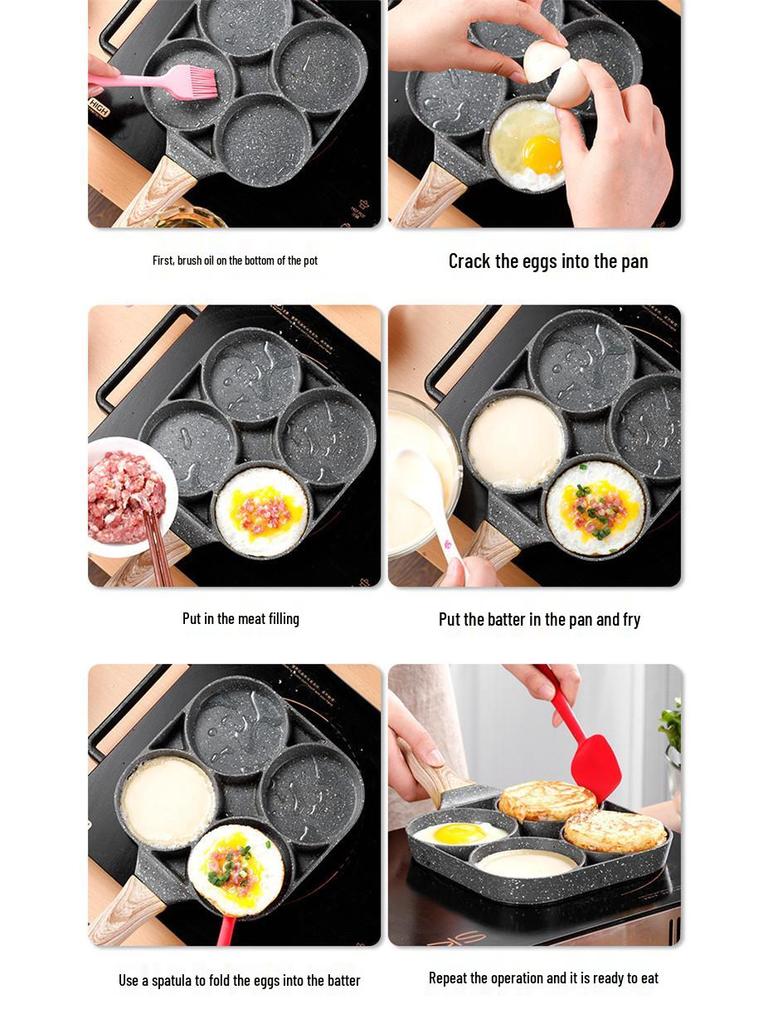 Maifan Stone Non-Stick Four-Hole Frying Pan for Eggs & Steak