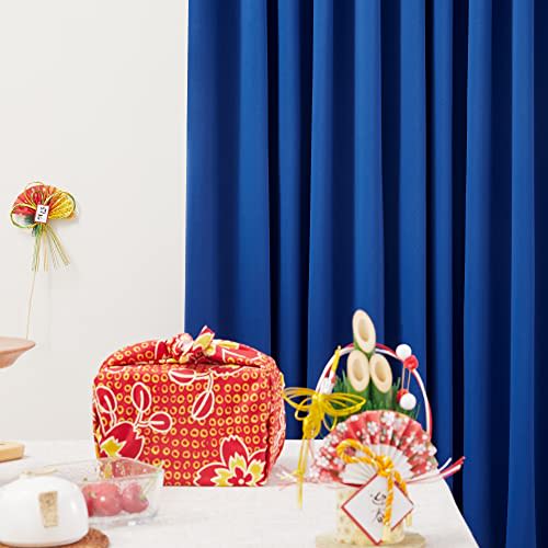 Deconovo Blackout Curtains, Drapes, Solid Color, 200cm Wide x 200cm Long, Royal Blue, 1 Panel, Grade 1 Blackout, Stylish, Divider, Wide, Memory Foam,