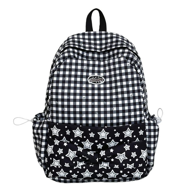 Schoolbag Bag Backpack Schoolbag Student High Value Plaid Backpack Large Capacity New Bag Korean Niche Lightweight