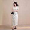 [Spot] French design off-the-shoulder free shawl satin dress summer waist high-end dress fishtail dress