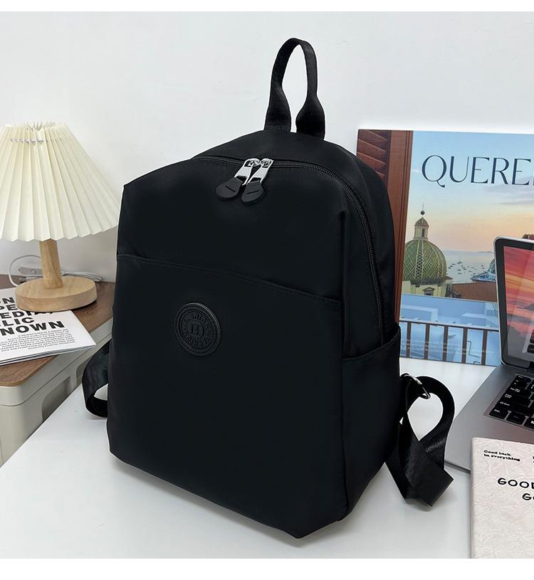 Schoolbag Caramel Light Brown Solid Color Round Label Backpack College Student Quiet Luxury Short Trip Commuting Shopping Lightweight Backpack