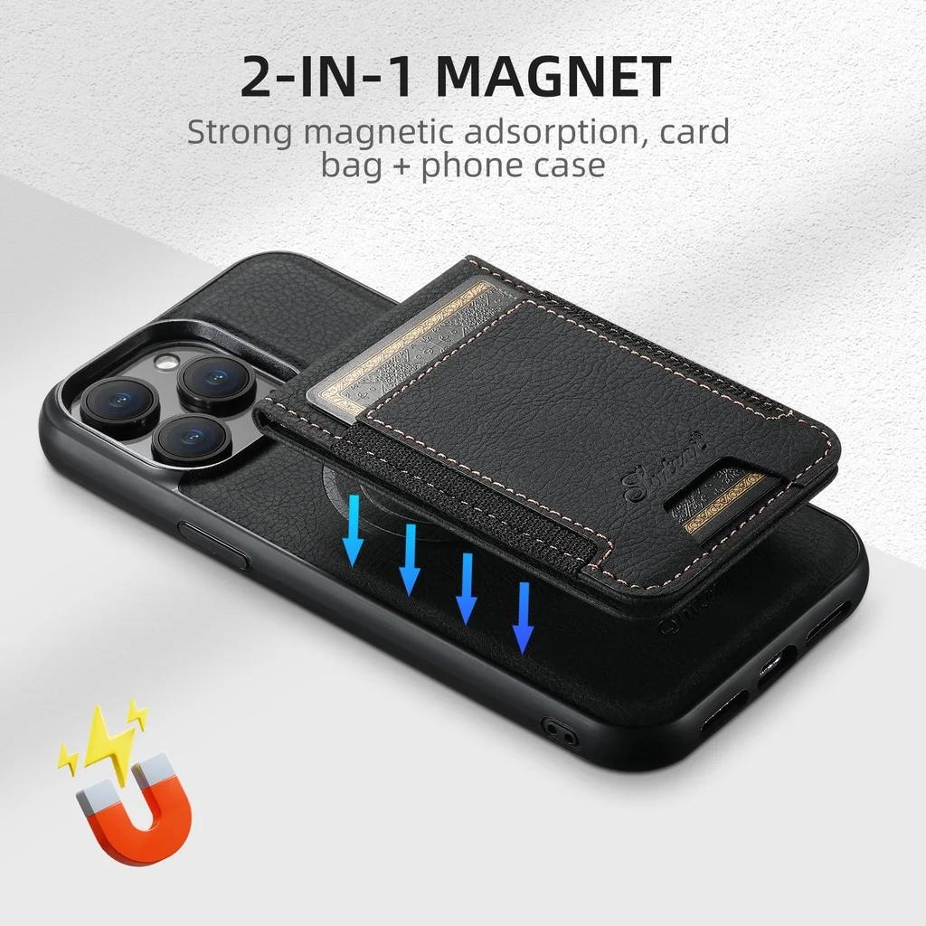 Magnetic Cowhide Leather Case for IPhone 16 Pro Max 17 AIR 17E 16E 15 Plus 14 Pro 13 12 Detachable Wallet Card Slot Holder Cover